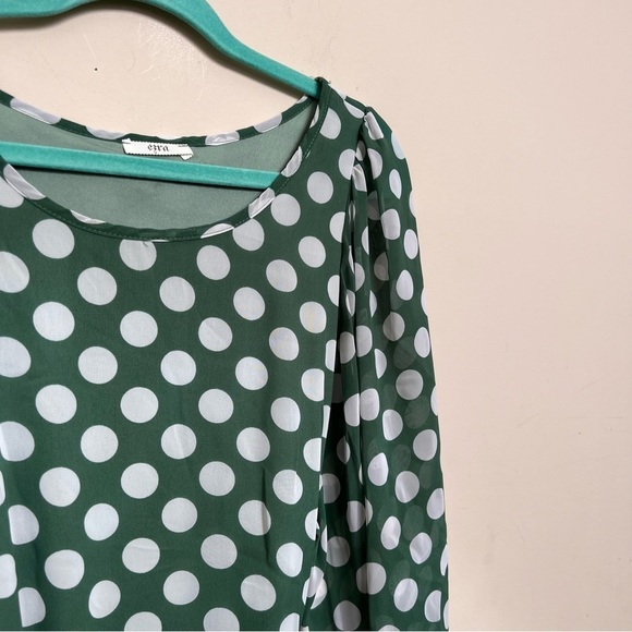 EZRA Green & White Polka Dot Dress - Picture 6 of 8